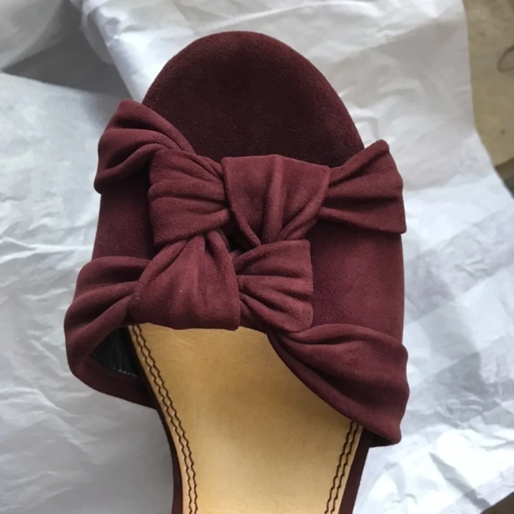 Splendid Anthropologie Nada plum suede platform wedge open-toe heels